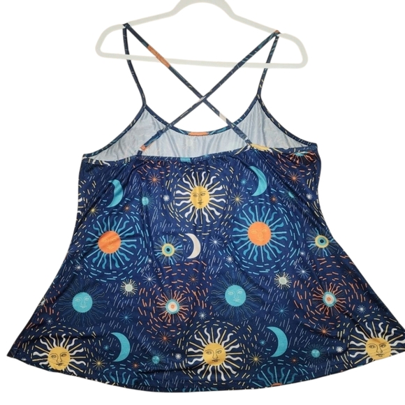 Stars Moon Criss Cross Tank Top Spaghetti Strap Camisole 2x - Picture 5 of 5